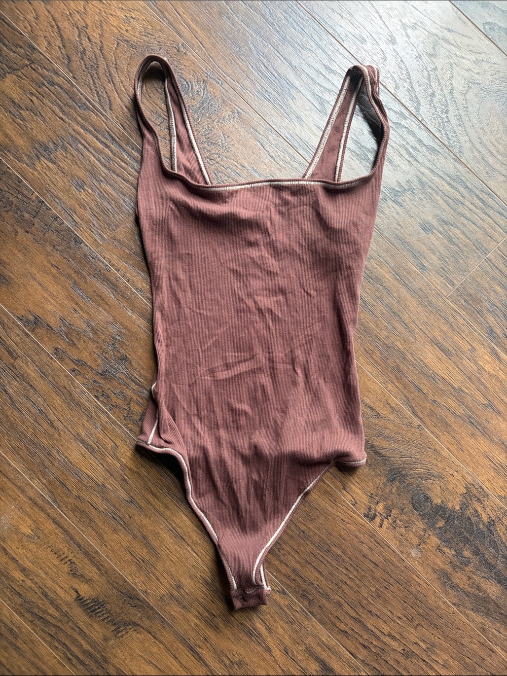 Skims Chocolate Square Neck Bodysuit